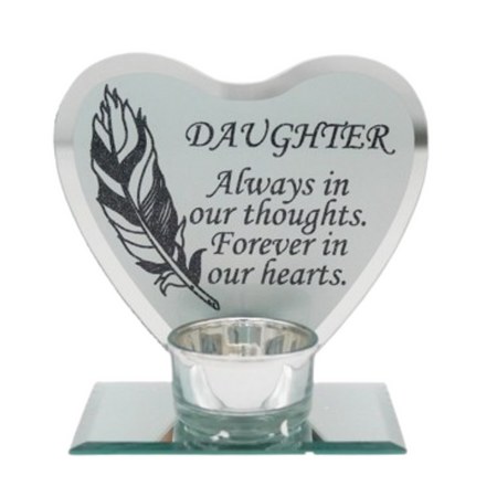 Daughter Feather Heart Tea Light