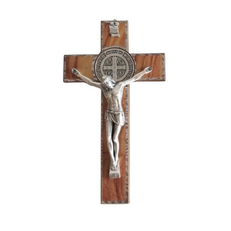 St Benedict Olive Wood Crucifix (23x13cm)