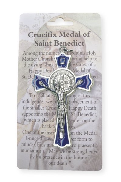 Blue Enamel Benedict Crucifix (8cm)