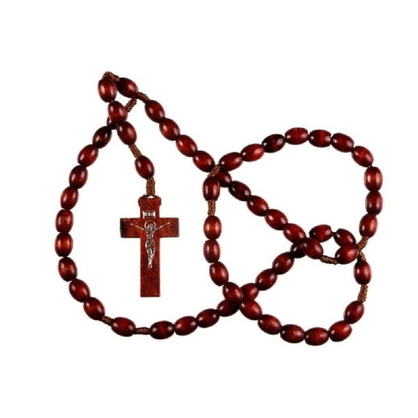 Dark Brown Wood Rope Rosary Beads