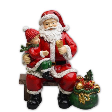 Santa with Presents on Bench (17cm)