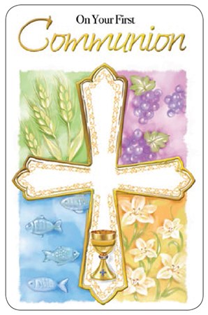 Symbolic First Holy Communion Prayer Card