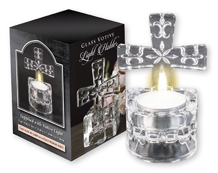 Glass Cross Tealight Holder