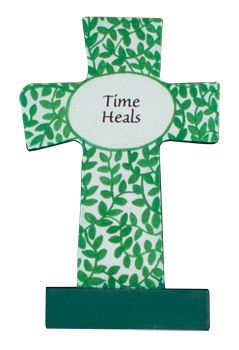 12540 Time Heals Wood  Message Cross 9cm