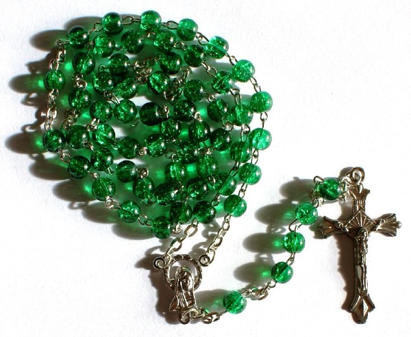 Green Glass Rosary Beads