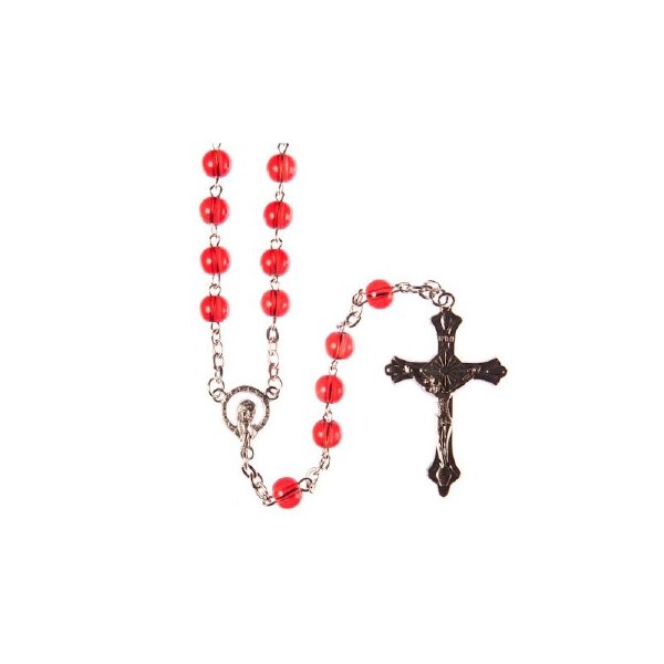 Red Glass Rosary Beads