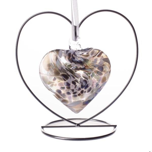 White and Silver Glass Friendship Heart (10cm)