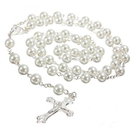 White  Pearl Rosary Beads