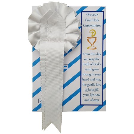 Plain White First Holy Communion Rosette