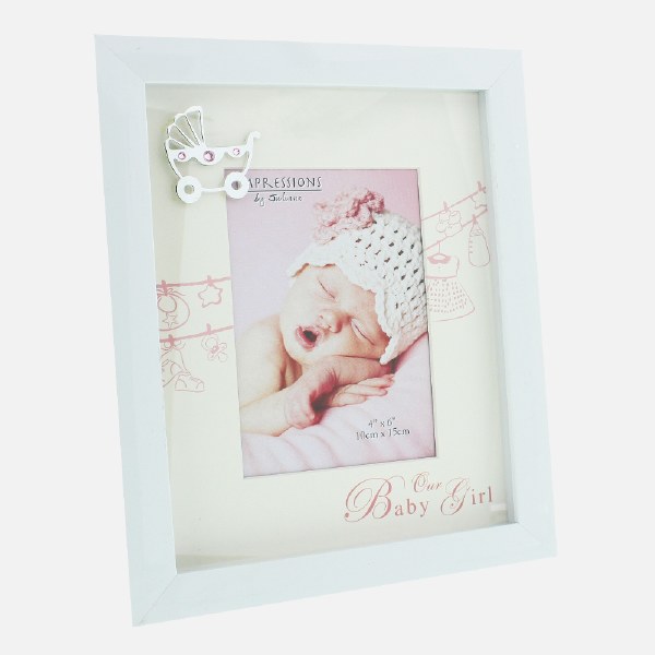 Baby Girl White Frame with Silver Icon