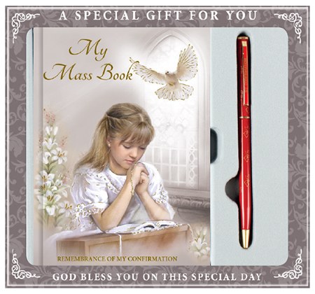 Girl Confirmation Gift set Mass book and pen