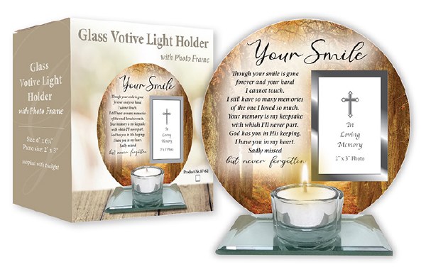 Glass Votive Light Holder Photo Plaque Your Smile