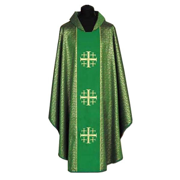 Green Chasuble with Gold Crosses Orphrey