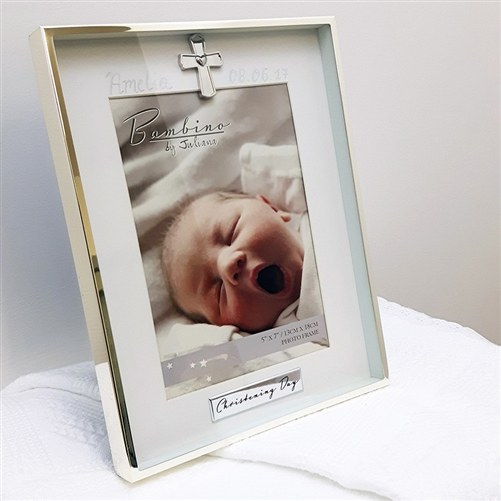 silver christening photo frame