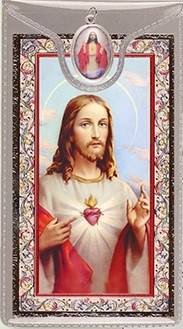 Sacred Heart Prayer Card and Medal