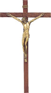 Wooden Crucifix with Brass Corpus (45cm)