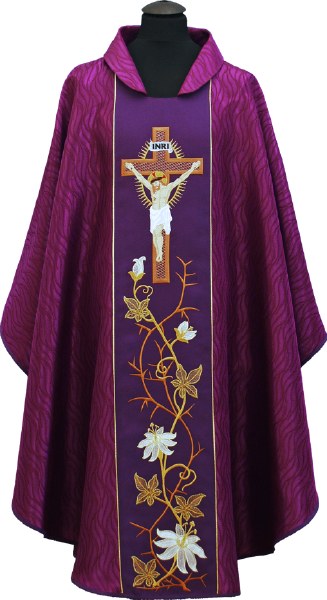 Purple Chasuble with Embroidered Crucifix