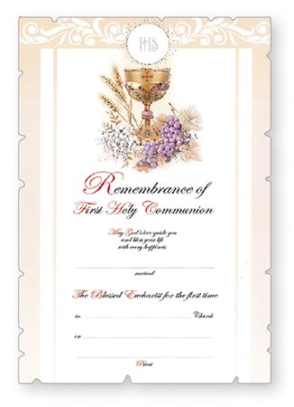 Symbolic First Holy Communion Certificate