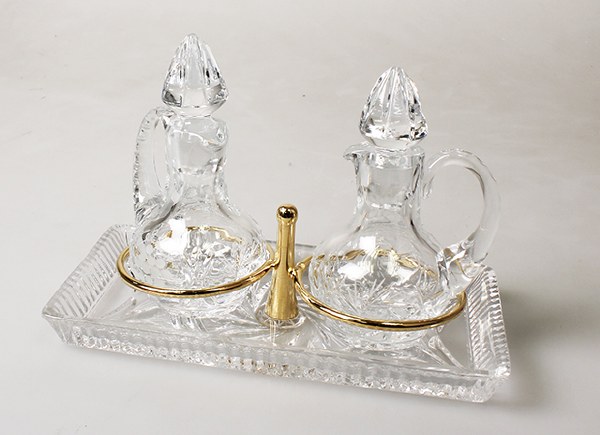 Glass Cruet Set with Tray (14cm)