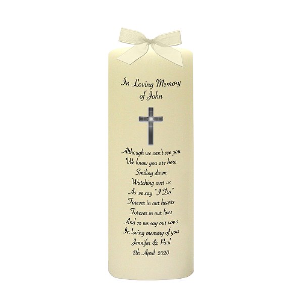 Silver Cross Wedding Remembrance Candle