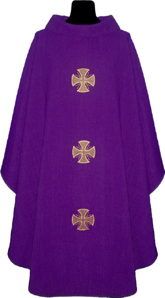 Purple Chasuble with Embroidered Crosses