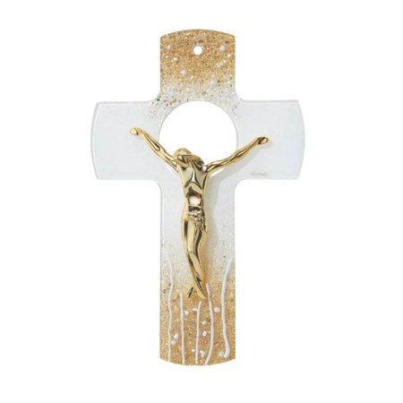 Gold Chiara Murano Glass Cross (25cm)