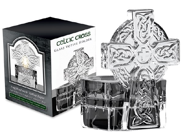 Celtick Glass Tea Light Holder (10cm)