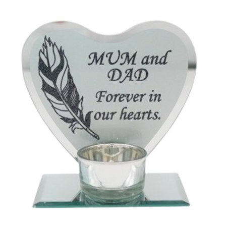 Mum and Dad Feather Heart Tea Light