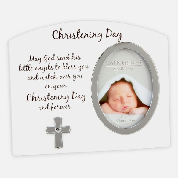 White and Silver Baptism Day Photo Frame