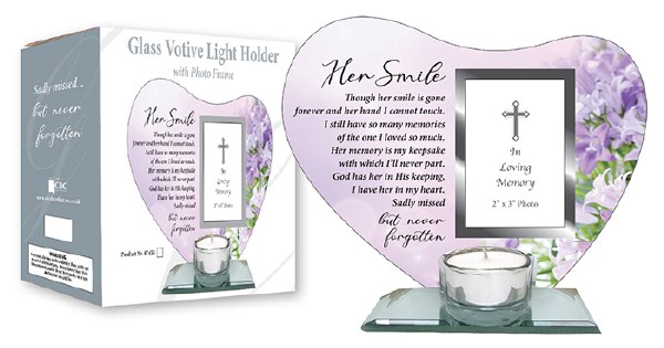 Glass Votive Light Holder Photo Plaque Her Smile
