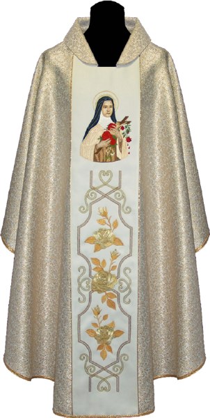 St Therese Cream and Gold Chasuble