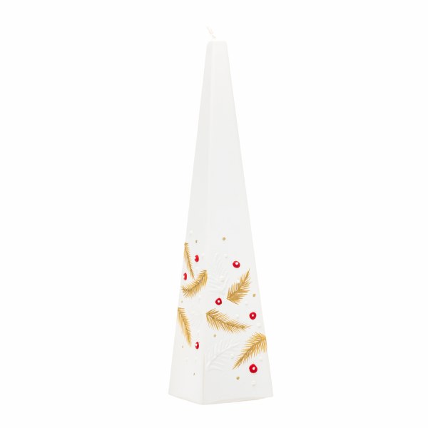 Gold Feather Christmas Pyramid Candle (25cm)