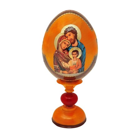 Orange Faberge Holy Family icon Egg 16cm