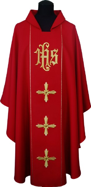 Red IHS Chasuble