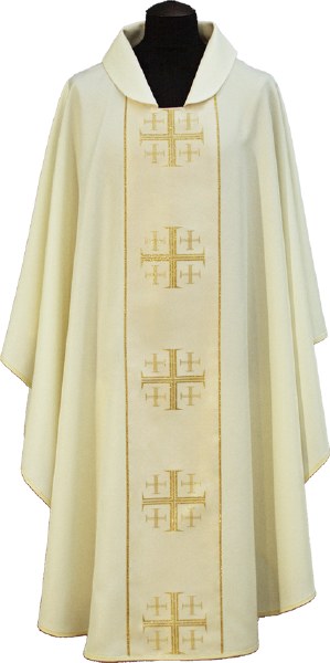 Cream Chasuble with Gold Printed Crosses