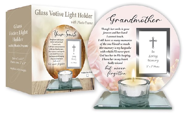 Grandmother Glass Votive Light Holder Plaque