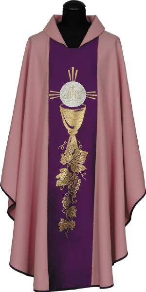 Pink and Purple Chasuble with Cross and IHS