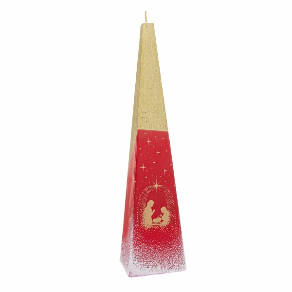 Red and Gold Star Nativity Candle  (25cm)