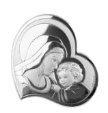 Silver Glitter Madonna and Child Icon (13cm)