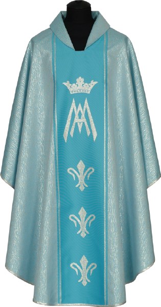 Silver and Blue Marian Chasuble