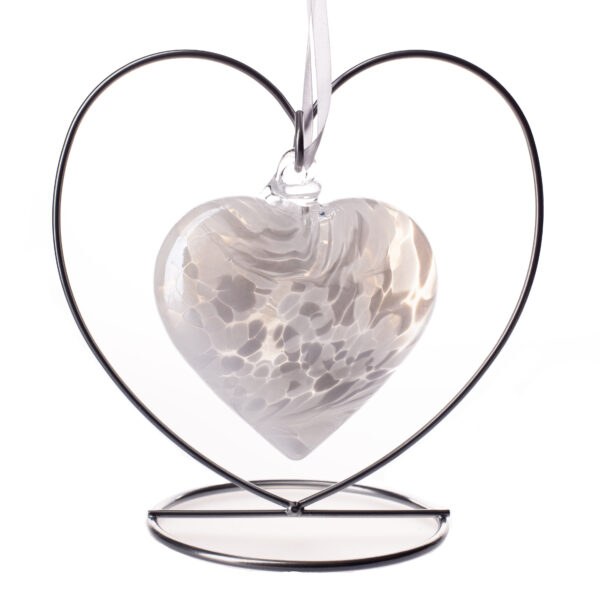 Pearl White Glass Friendship Heart (10cm)