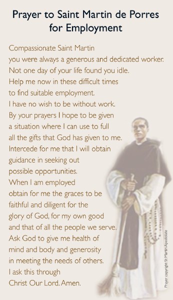 Prayer to St.Martin De Porres for Employment