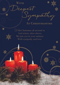 Deepest Symathy Red Candles Christmas Card