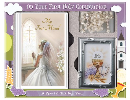 C5188 First Holy Communion Gift Set Girl with Phot