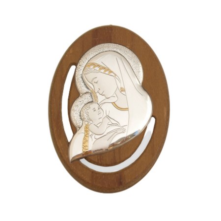 Sterling Silver Madonna and Child Icon (13x9cm)