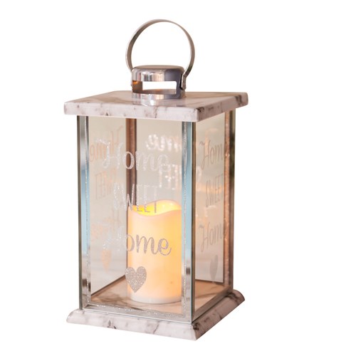 Home Sweet Marble LED Lantern (36cm)