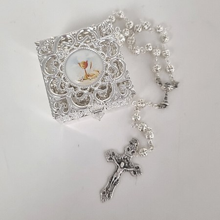 Filgree First Holy Communion Rosary Beads