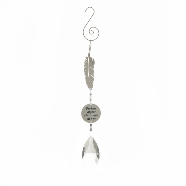 Feathers Appear Thoughts or You Crystal Hanger (24cm)
