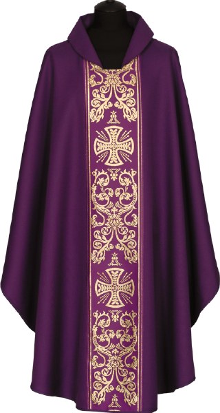 Purple Chasuble, Gold Printed cross symbols