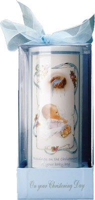 Blue Boys Christening Candle